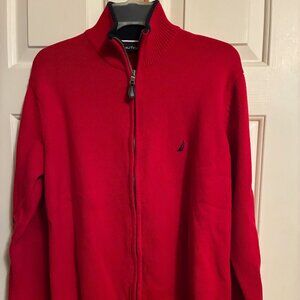 Women's Nautica Sweater Full Zipper Red Color Size Medium